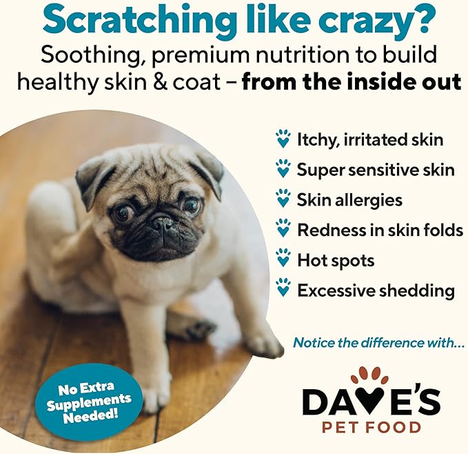 Dave's Pet Food Sensitive Skin Dog Food for Skin and Coat (Chicken & Sweet Potato), Wet Canned, Made in USA, 13.2oz Cans (12 Pack)-PawvioPets