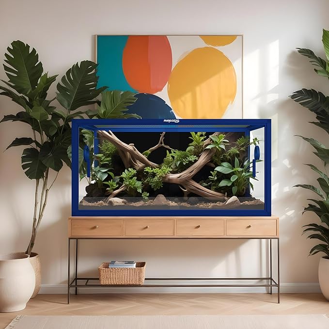 50 Gallon Bearded Dragon Tank, Reptile Enclosure for Easy Maintenance, Front Opening Reptile Tank with Top Screen Ventilation & Glass Sliding Door 36''x18''x18''-PawvioPets