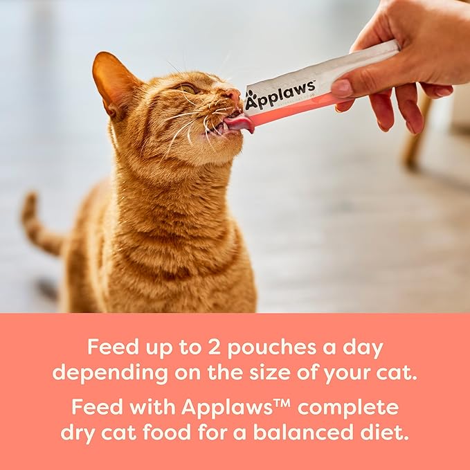 Applaws Lickable Cat Treats, Natural Grain-Free Purée, Limited Ingredient, Salmon Squeeze Up Cat Treats (60 x 0.5 oz Sachets)-PawvioPets