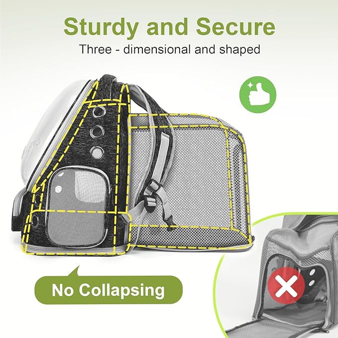 Expandable Cat Backpack,Cat Bubble Backpack Carrier for Carrying Cats, Pets and Small Dogs,Airline-Approved,Designed for Travel, Hiking, Walking,Car （Black-PawvioPets