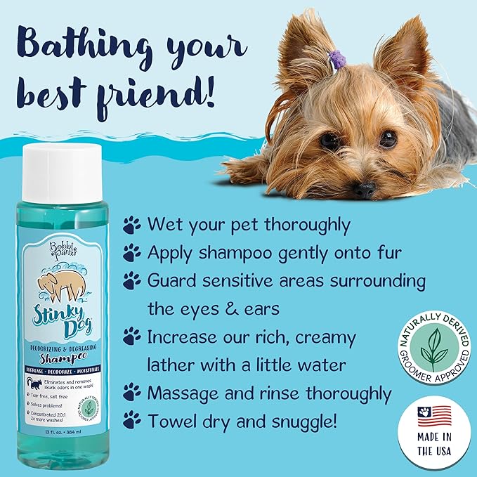 Bobbi Panter Dog Shampoo - Made in USA - All Natural Formula for Heavy Duty Deodorizing & Degreasing - Concentrated 25:1 for Professional Groomers - Fresh Clean Scent, 13 Oz-PawvioPets