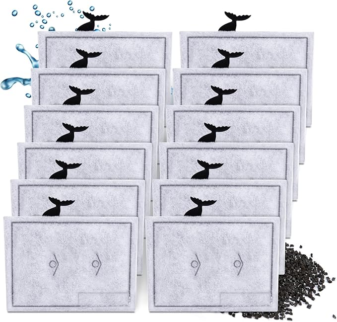 12 Packs Small Filters Cartridges Compatible with Aqueon Small Filter Carbon Filter Cartridge Compatible with Aqueon QuietFlow E Internal Power Filter 10 and 1/2.5/5 Gallon Minibow Aquarium Filters-PawvioPets