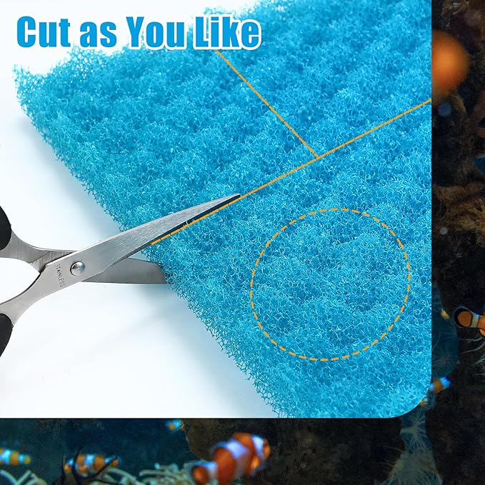 AQUANEAT Aquarium Bio Sponge Foam Filter Media Pad Cut-to-fit for Fish Tank Sump Pond 17" x 11" x 1/2" to 1"-PawvioPets