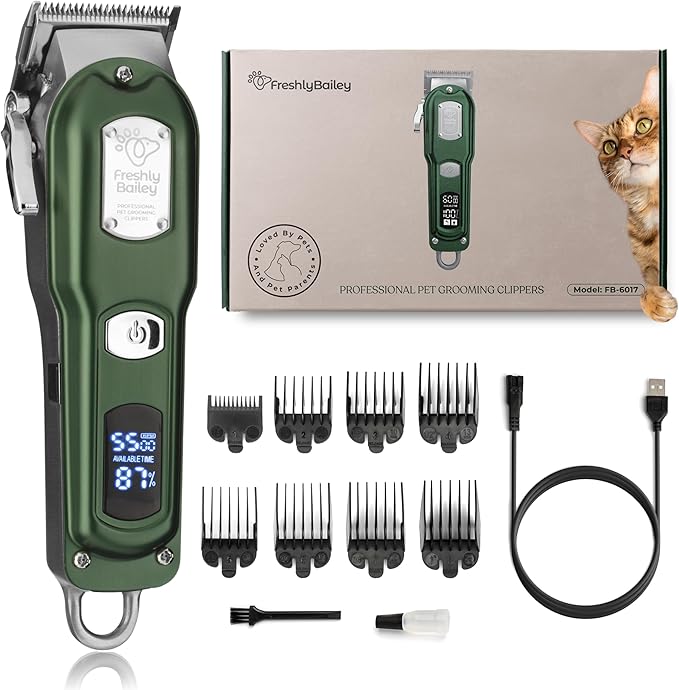 Cat Clippers for Matted Hair - Matted Cat Fur Remover - Low Noise Grooming Trimmer & Shaver | Pet Clippers for Long Hair Cats | Professional Pet Shaver with Detachable Guards-PawvioPets