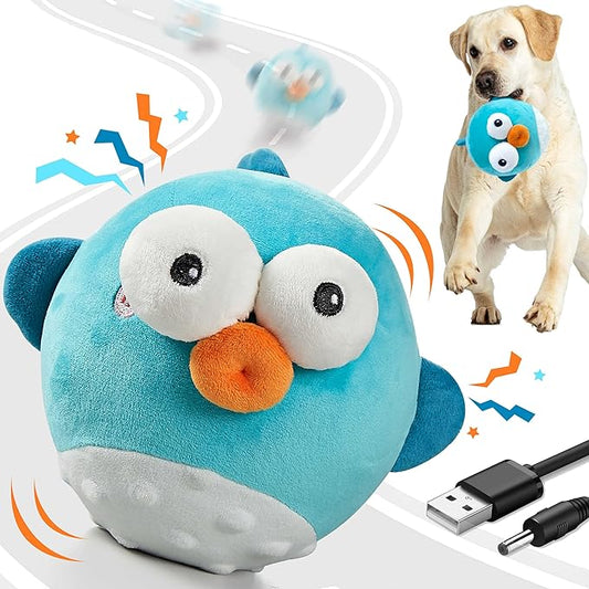 Dog Toys,Rechargeable Crinkle Chew Interactive Squeaky Toy with Jumping Music Moving Ball for Small Medium Large Breed Puppy Toys to Keep Pets Busy (Puffer)-PawvioPets