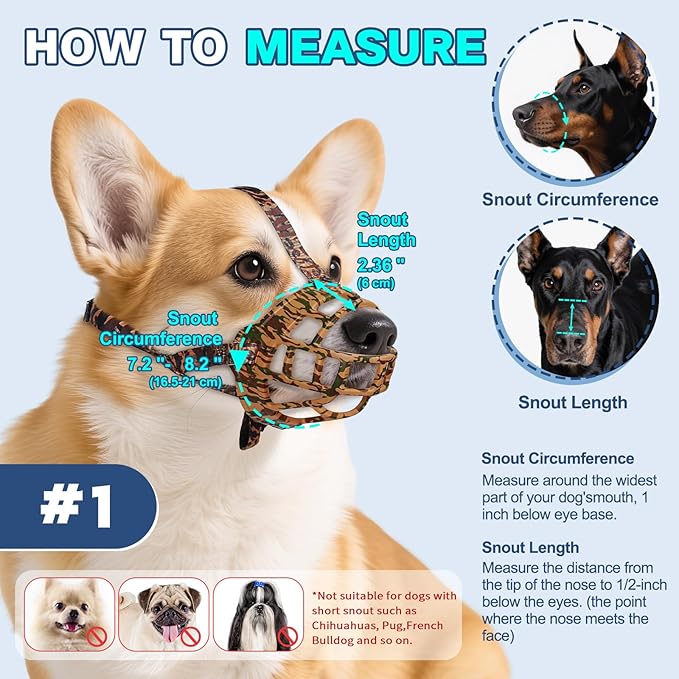Basket Muzzle to Prevent Biting, Dog Muzzle for Large Medium Small Dogs Allows Panting Drinking Anti Chewing, Perfect for Grooming Trimming Training and Aggressive Reactive Dogs (Brown, Size 1)-PawvioPets