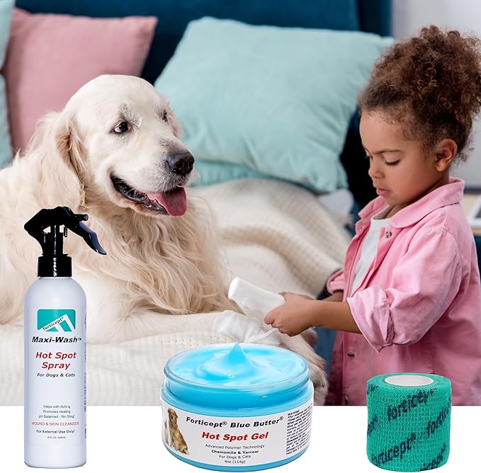 Forticept Maxi-Wash Hot Spot Spray Treatment, Wound Care & Itch Relief Spray for Dogs and Cats. Relives Scratching, Rashes, Sores, Itchy Skin and Paw Licking 8 oz-PawvioPets