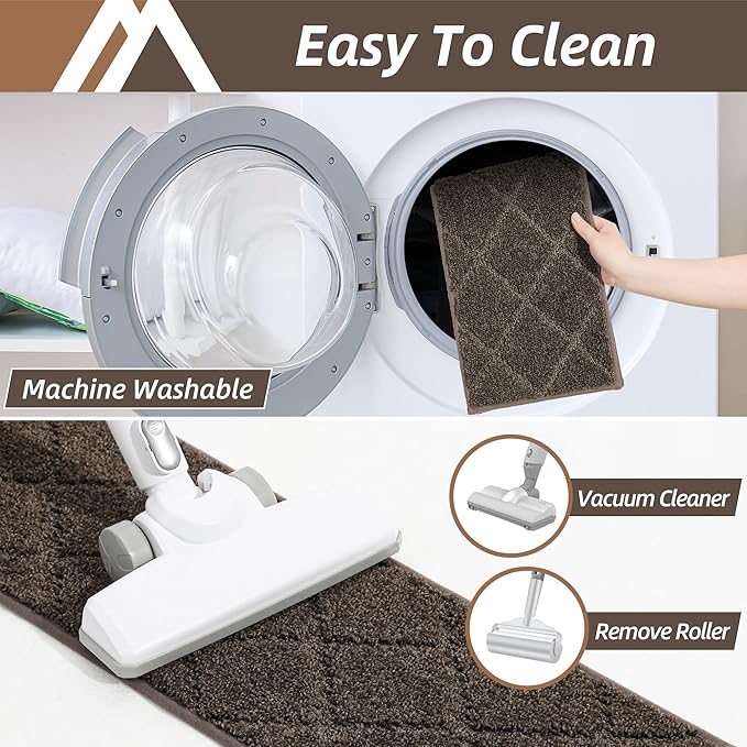 COSY HOMEER Edging Stair Treads Non-Slip Carpet Mat 28inX9in Indoor Stair Runners for Wooden Steps, Edging Stair Rugs for Kids and Dogs, 100% Polyester TPE Backing (4pc, Brown)-PawvioPets