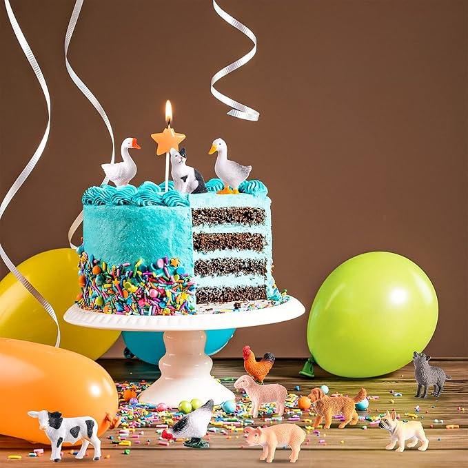 16Pcs Small Animals Figures, Realistic Farm Animals Toys for Cupcake Toppers, Learning Educational Toys, Birthday Party Favors Gift for Kids-PawvioPets