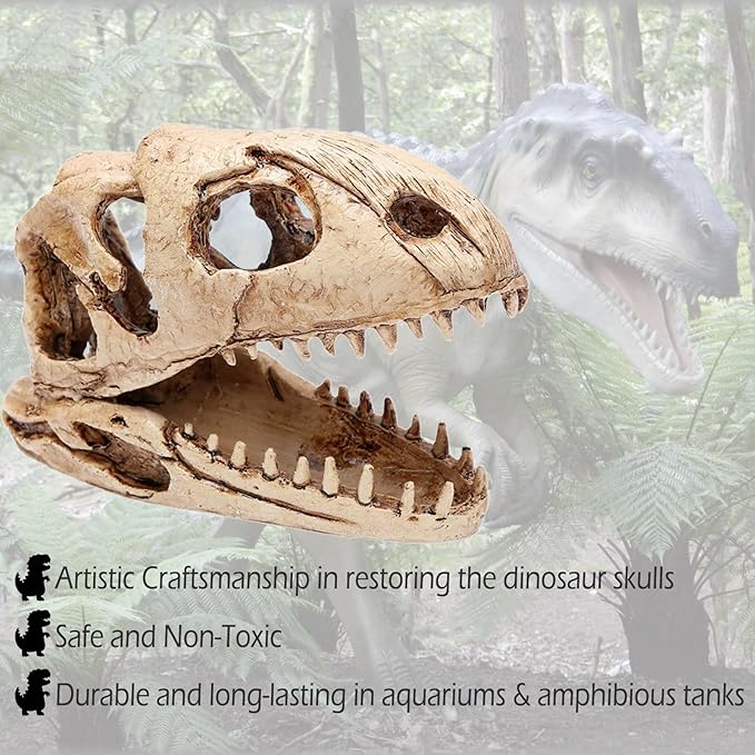 Dinosaur Animal Skull Aquarium Large Décor Cave Decorations Fish Hideout Tank Betta Tarantula Reptile Snake for Terrarium Decor Ornament Bones Halloween-PawvioPets