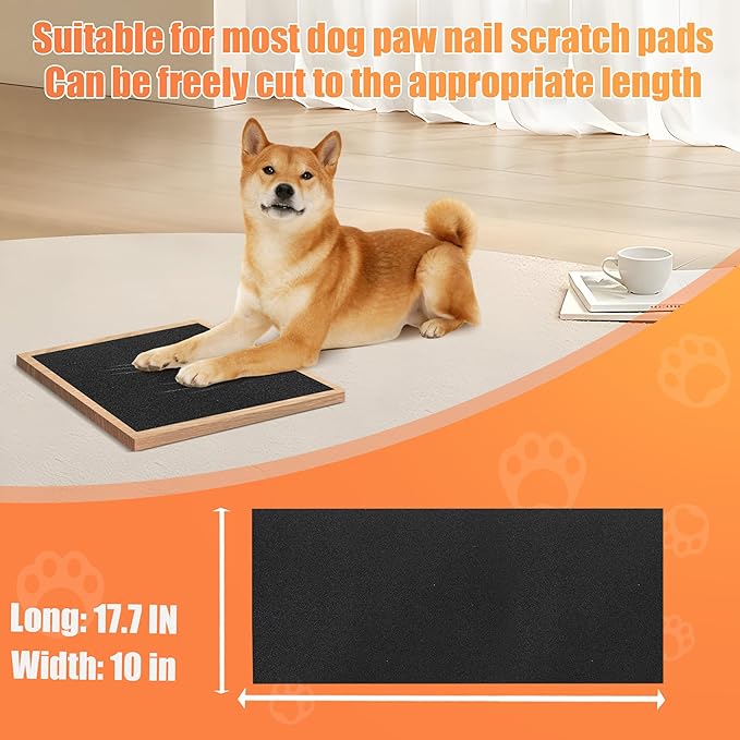 6 PCS Pet Nail Self Adhesive Replacement Emery Paper Fits Most Dog Scratch Pad Cat Litter Box DIY on The Places Where Pets Like to Scratch (10in*17.7in, Black)-PawvioPets