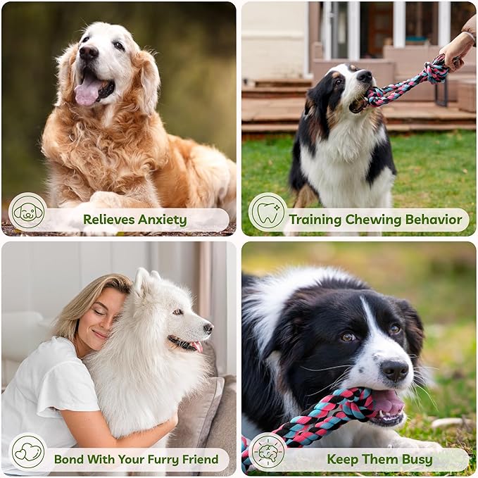 Dog Rope Toy for Large Dogs, Heavy Duty Chew Toys for Aggressive Chewers, Indestructible Durable Cotton Tug of War Rope Toys for Medium to Large Breed Teeth Cleaning-PawvioPets