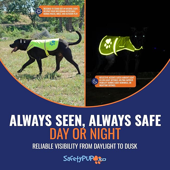 Dog Reflective Vest – Hi-Vis Fluorescent Visibility That Helps to Safeguard Your Pet On/Off Leash in Urban & Rural Areas (Yellow, Small)-PawvioPets