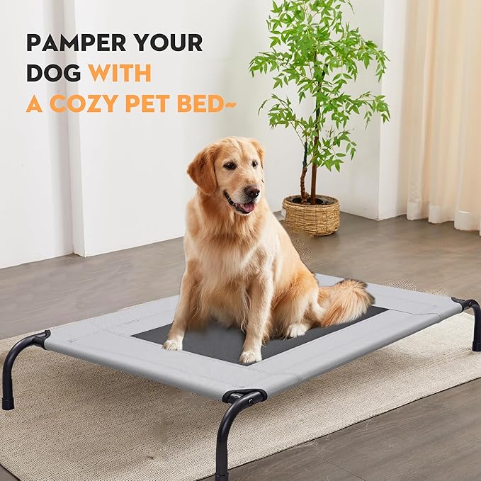 Elevated Dog Bed Raised Dog Bed Outdoor for Large Medium Size Dogs Place Bed Easy Clean Breathable, Comfortable,Rugged Durable Raised Pet Bed Up to 130 lbs,42in-PawvioPets