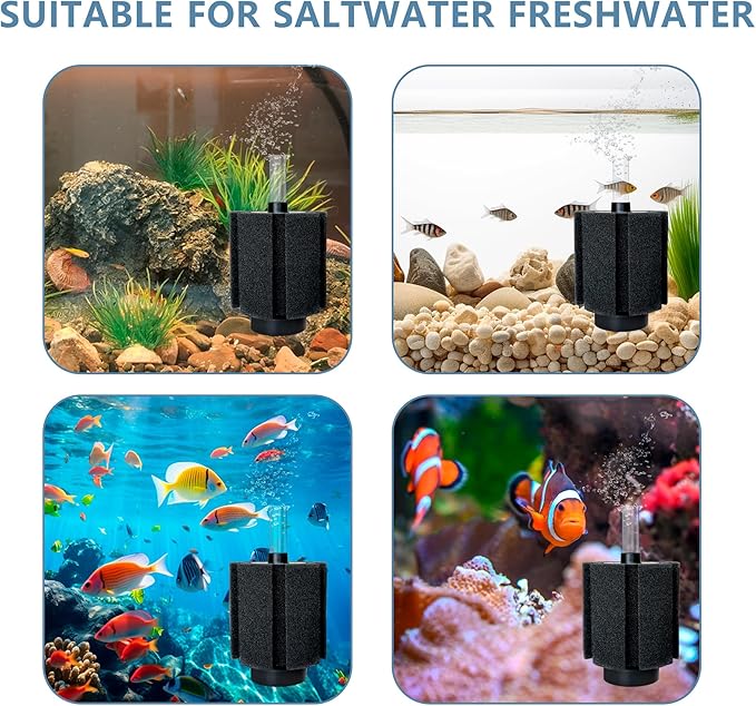 4 Pack 70-80 Gal Aquarium Sponge Filter with Air Stone and Ceramic Filter Media Quiet Fish Tank Filters for Breeding Fry Betta Shrimp Fish Tank with Accessories-PawvioPets