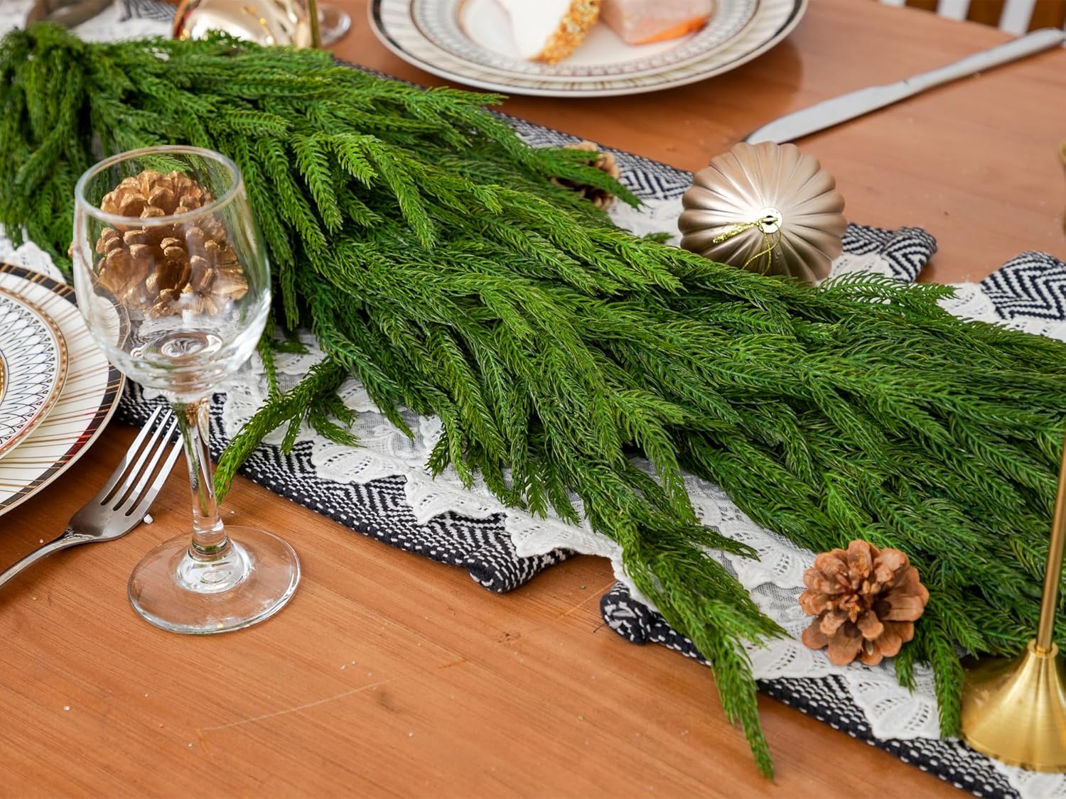 72" Norfolk Pine Garland Real Touch Christmas Garland Faux Cedar Garland Christmas Greenery for Mantle Stairs Table Fireplace Wall Xmas Indoor Outdoor Christmas Decor Holiday Decorations