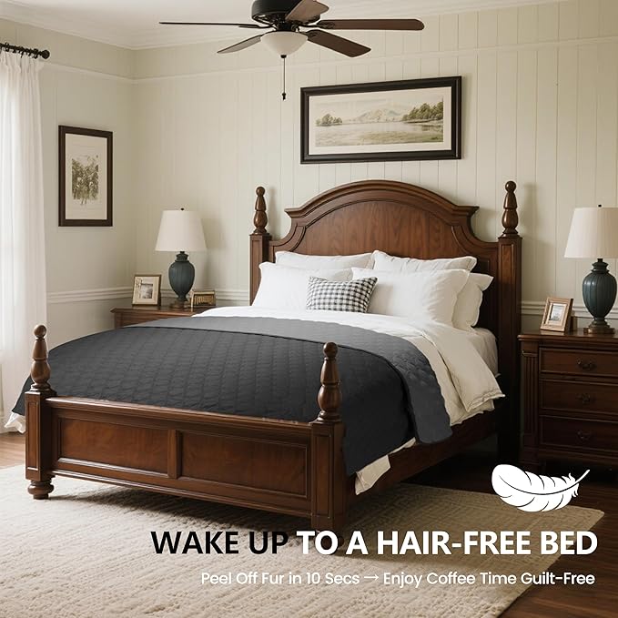 gogobunny 3X Stronger Waterproof Pet Blanket, Scratch Proof Furniture Protector for Dogs Cats, Reversible Cover 52x82 Inch, Dark Grey/Light Grey-PawvioPets