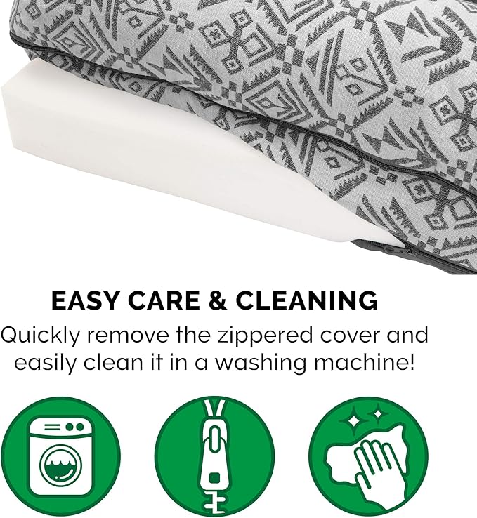 Furhaven Orthopedic Dog Bed for Large Dogs w/ Removable Bolsters & Washable Cover, For Dogs Up to 125 lbs - Plush & Southwest Kilim Woven Decor Sofa - Boulder Gray, Jumbo Plus/XXL-PawvioPets