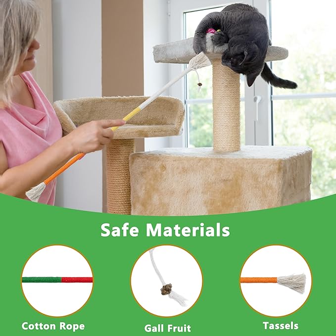 3pcs Safe Cat Rope Toy,Teeth Clean Toy for Cat, Cat Chew Toys for Indoor Cat,Kitten Interactive Toys-PawvioPets