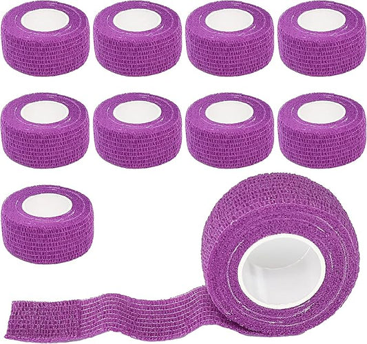 9 Pack 1" x 5 Yards Self Adhesive Bandage Wrap Self Stick Wrap for Ankle, Wrist, Finger, Sports, Breathable Cohesive Vet Tape for Pets (Purple)-PawvioPets