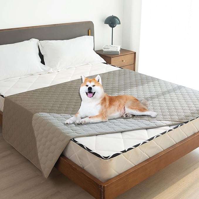 gogobunny 100% Double Sided Waterproof Dog Blanket Soft Pet Bed Cover Reversible Protect Furniture Couch Sofa Car for Puppy Large Dog Cat (Dark Stone/Light Stone, 52x82 Inch (Pack of 1))-PawvioPets