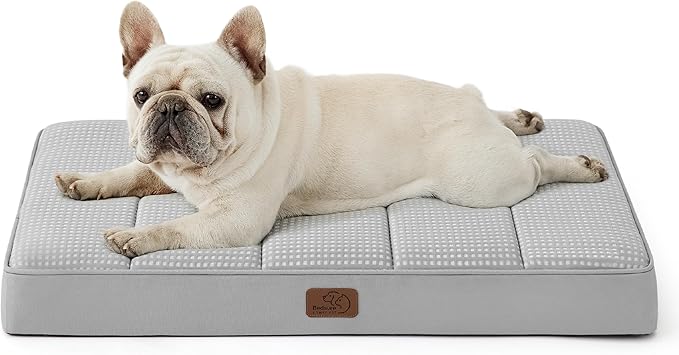 Bedsure Cooling Dog Bed for Medium Dogs - Orthopedic Flat Puppy Beds with Removable Washable Cover, Egg Crate Foam Pet Mat, Suitable for Pet Up to 35 lbs-PawvioPets