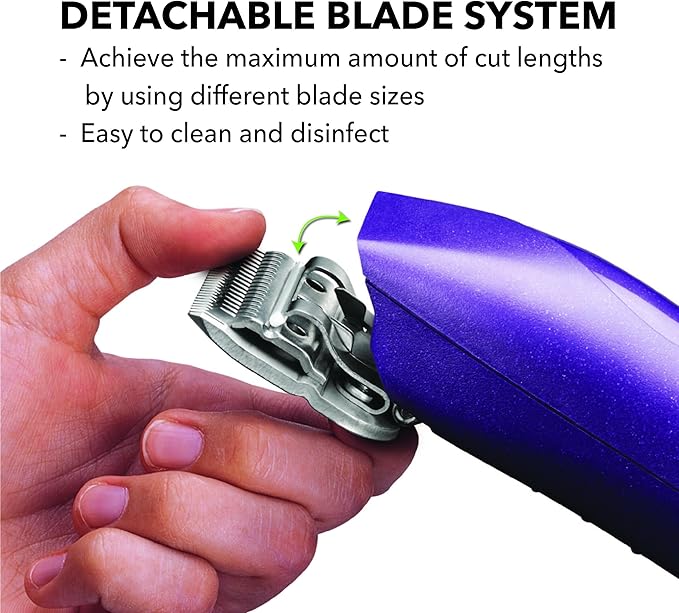Andis 24820 EasyClip Professional-Animal 7-Piece Detachable Ceramic Blade Clipper Kit, Frustration Free Packaging, Corded Electric, Purple-PawvioPets
