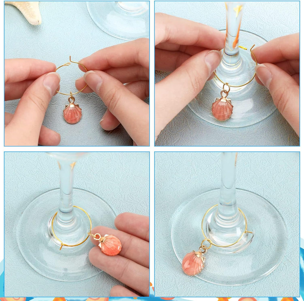 SANNIX 24pcs Wine Glass Charms - Identifier Tags for Stem Glasses - Funny Charms for Summer Christmas Wine Tasting Party Decorations