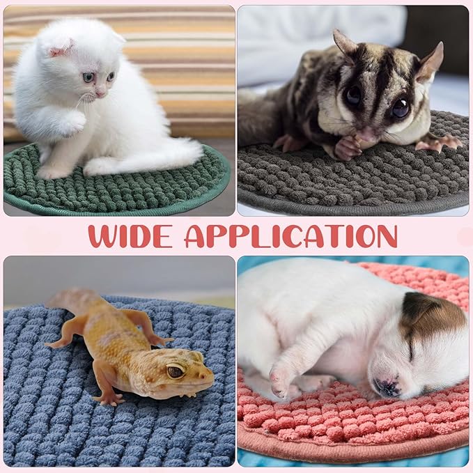 Amylove 4 Pcs Guinea Pig Cage Liner Guinea Pig Bedding Washable Fleece Pee Pads Reusable Small Animals Training Mat Small Animal Sleeping Bed for Bunny Hamster(Mixed Colors,Diameter 7.8 Inch)-PawvioPets