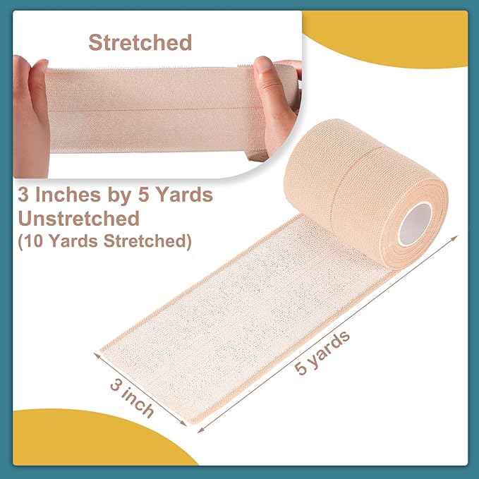 4 Rolls Elastic Tape Adhesive Elastic Tape Self Adhesive Bandage Wrap Flexible Stretch Bandages for Sports Ankle, Knee and Wrist Sprains Animal Pets, 5 Yard (3 Inch in Width)-PawvioPets