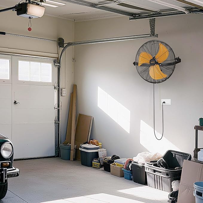 18 Inch Wall Mount Fan, Extended 6.6ft Power Cord, 360° Tilt Adjustment, 3-Speed, IP44 Industrial Commercial Wall Mounted Fan for Greenhouse, Garage, Workshop, Covered Patio, 2 Packs-PawvioPets