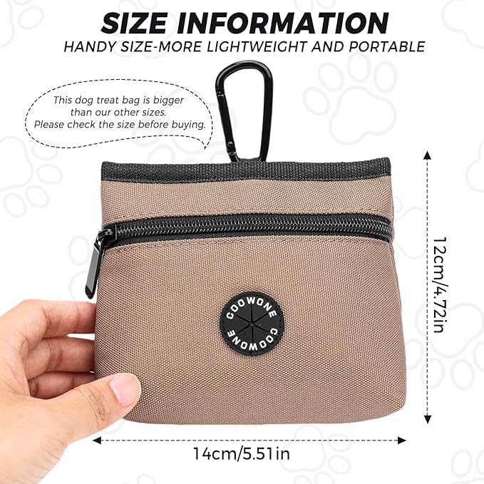 COOWONE Dog Treat Pouch with Pet Training Clicker, Detachable Dog Puppy Training Treat Bag, 900D Oxford Cloth Magnetic Closure Small Dog Walking Bag for Travel or Outdoor Use (Coffee)-PawvioPets