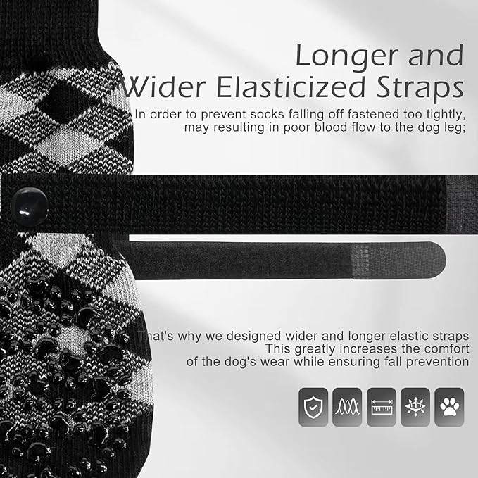 EXPAWLORER Anti Slip Dog Socks to Prevent Licking Paws, Dog Shoes for Hot Pavement, Dog Booties for Small Medium Large Senior Dogs, Traction Control Boots & Paw Protectors for Hardwood Floors-PawvioPets