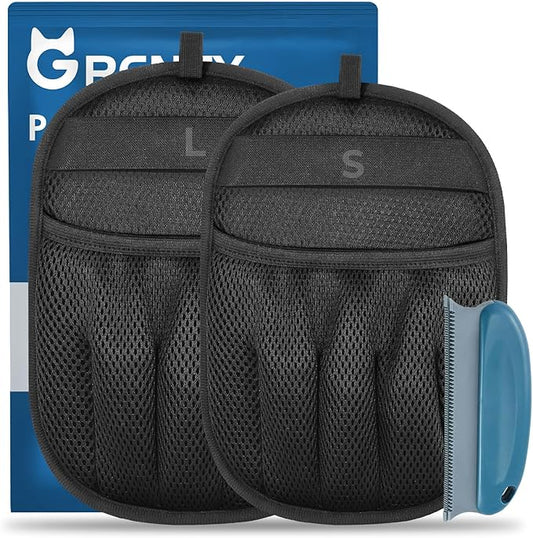 2Pcs Pet Hair Removal Gloves Kit (2 Sizes) for Dogs & Cats, 2025 Newly Upgraded Five-Finger Electrostatic Pet Hair Gloves, Reusable Pet Hair Remover Tools for Clothing, Carpet, Sofa Gaps, Car Seat-PawvioPets