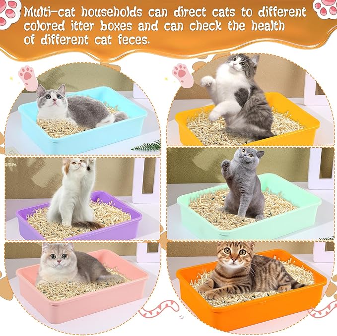 6 Pcs Kitten Small Litter Box Set, Plastic Kitten Litter Pan with 6 Scooper Cat Litter Box Cat Litter Box Travel Toilet for Small Pet Kitty Bunny Guinea Pig-PawvioPets