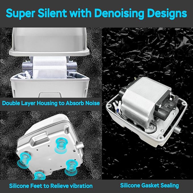 AquaMiracle Linear Air Pump, 635/950/1600/4000GPH Pond Bubbler Septic Air Pump, Energy-Efficient Pond Aerator for Outdoor Ponds, Aquariums, Hydroponics, Waste Treatment-PawvioPets