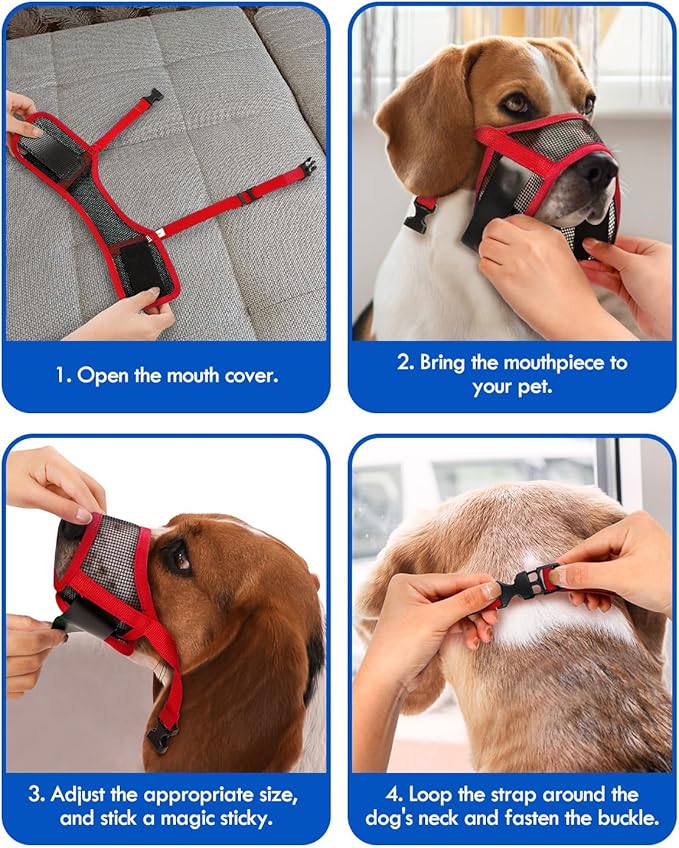 Dog Muzzle, Soft Air Mesh Muzzle for Small Medium Large Dogs Anti Biting Barking Chewing, Breathable Drinkable Adjustable Loop Pets Muzzle for German Shepherd Husky Labrador Retriever (Red,XL)-PawvioPets