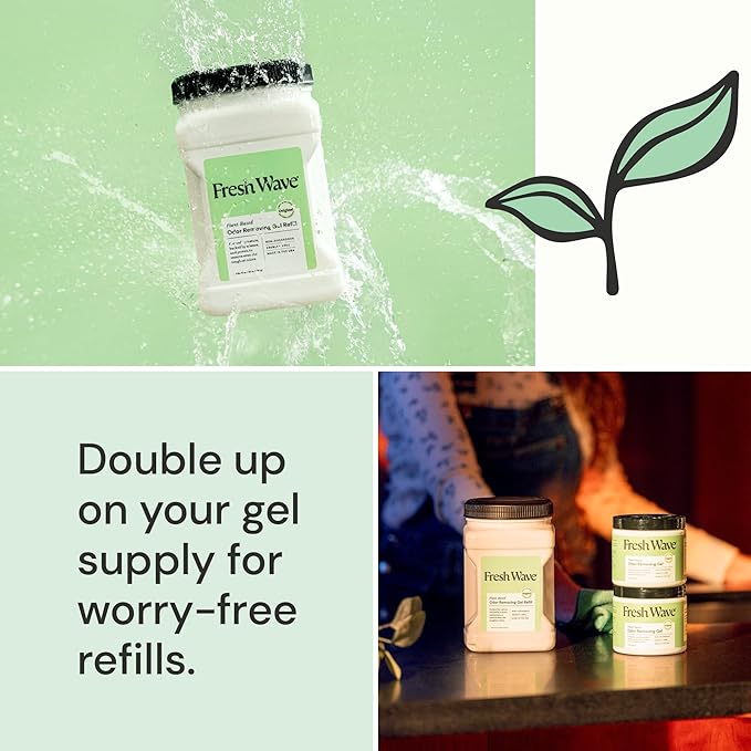 Fresh Wave Odor Removing Gel Refill, 63 oz., Pack of 2 - Safer Odor Absorbers for Home, Natural Plant-Based Odor Eliminator, Every 15 oz. lasts 30-60 Days, For Cooking, Trash & Pets-PawvioPets