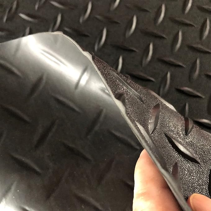 Boshen 7.5Ft x 17Ft Rubber Flooring Mats 2.9mm Thickened Diamond Plate Flooring Roll 127.5sqft Garage Floor Mats Non-Slip Floor Protector Mat for Garage Warehouse Gym Basement-Black-PawvioPets