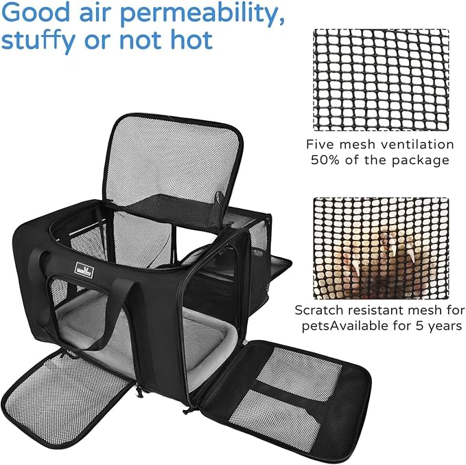 Dog Carriers for Small Dogs, Cat Carrier Travel, Expandable, Collapsible, 900D High Density Oxford Cloth, Wear-Resisting, Anti Tearing, Reflective Tape,Safety Lock Zipper-PawvioPets