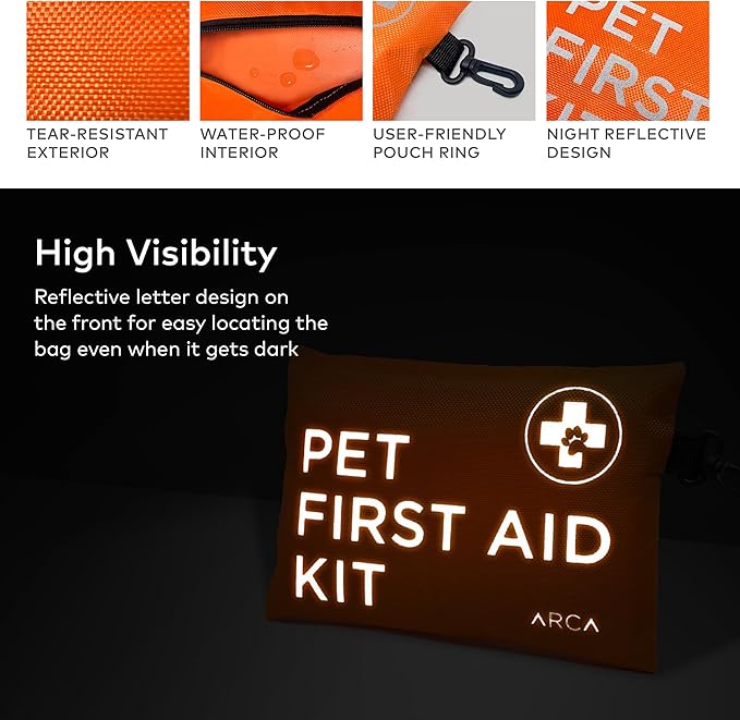 Dog First Aid Kit - Pet Emergency Kit - Water Resistant High Visibility Reflective First Aid Pouch Dog Camping Essentials for Hiking, Backpacking, Sports, Hunting-PawvioPets