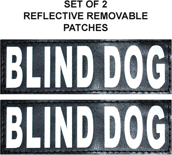 Doggie Stylz Blind Dog Vest Harness with Removable Patches and Reflective Trim. Comes with 2 Blind Dog Reflective Hook and Loop Patches. Measure Dogs Girth Before Purchase (Girth 24”-31" Red)-PawvioPets