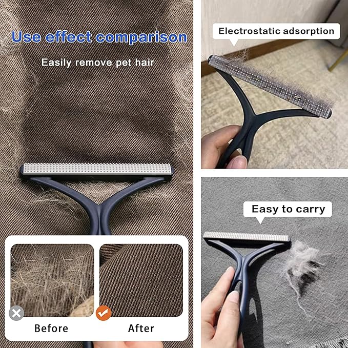 3-Pack Pet Hair Removal Tool,Dog Cat Hair Remover,Lint Shaver Cleaner Pro,Fur Removal Tool,Portable Carpet Scraper,Carpet Rake,Pet Hair Brush for Carpet,Clothes,Car Mats,Couch,Pet Bed,Furniture-PawvioPets