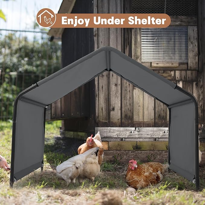 Dog Shade Shelter Outdoor 4'x4'x3' Tent for Large Medium Dogs, Outside Sun Rain Canopy Pet House for Livestock Pigs Cats with Waterproof Roof Ground Nails,Darkl Gray-PawvioPets