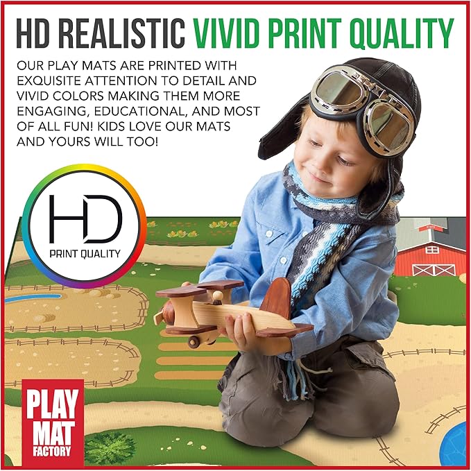 Farm Play Mat for Farm Toys | Foldable Solution |Large Size 57” x 57” | Farm Animals | Tractor Play| Activity Mat | by Play Mat Factory-PawvioPets