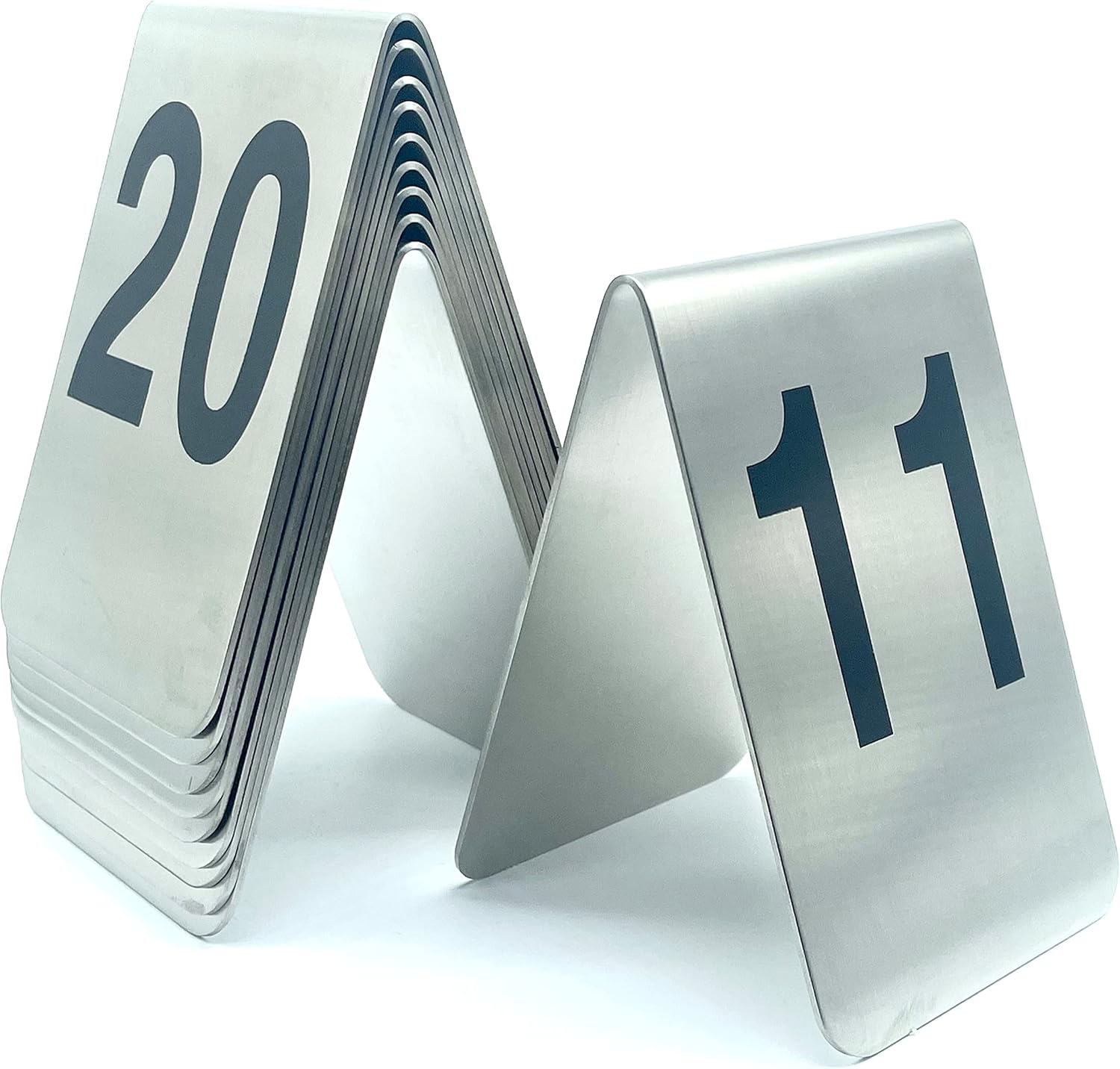 Metal Place Cards Stackable Tent Style Table Numbers,Place Card Holders for TRPG Wedding Party Restaurants Cafes Bars Gatherings Meeting Room Board Games (Black, Large 11-20)