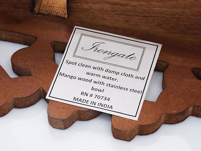 Elevated Pet Feeder for Dogs and Cats - Hand Carved Wood Bones Raised Dog Bowl Stand - Pet Feeding Stand with Two Steel Bowls - Raised Dog Bowl for Food Water - Pet Feeding Station -17x11x4- IRONGATE-PawvioPets