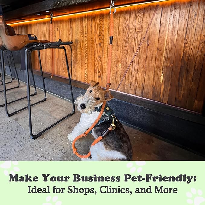 Canine Hitch- Secure Dog Leash Parking Indoor- Outdoor Wall Hook with Clip - Tie Out Stainless Steel - Practical Lead Management for Home & Business-PawvioPets