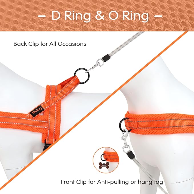 Didog No Pull Dog Harness with Soft Mesh Padded,Reflective & Quick Fit Light Weight Dog Strap Vest Harness,Easy for Walking Training (S:Chest 18-22", Orange)-PawvioPets