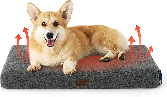 Bedsure Self Warming Dog Bed for Medium Dogs - Orthopedic Waterproof Puppy Beds with Removable Washable Cover, Egg Crate Foam Pet Mat, Suitable for Pet Up to 35 lbs-PawvioPets